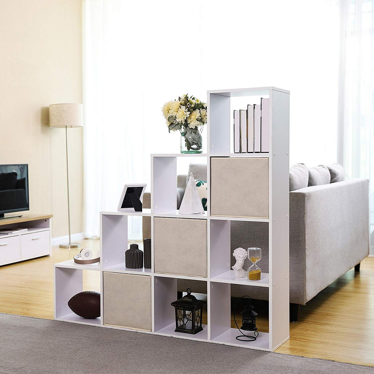BÜCHERREGAL - Weiß, Holzwerkstoff (29/29/129.5cm) - Hansiro