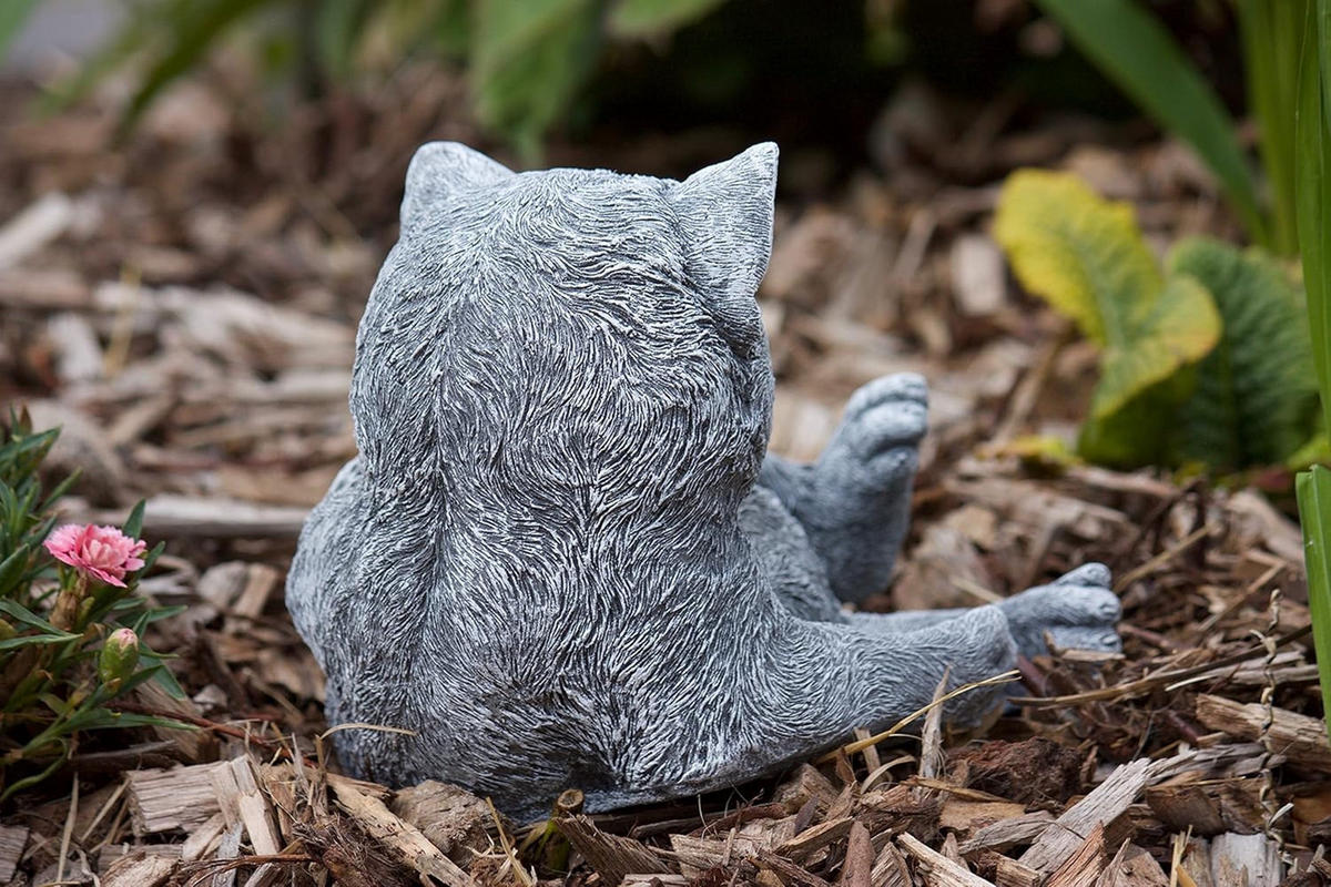 STEINFIGUR Katze Bella spielend massiver Steinguss Frostfest - Grau, Stein (17/13/23cm) - stoneandstyle
