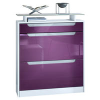 SCHUHSCHRANK Fiesta Brombeer Hochglanz / Weiß Hochglanz - Brombeere, Holzwerkstoff (89/104/23cm) - Vladon