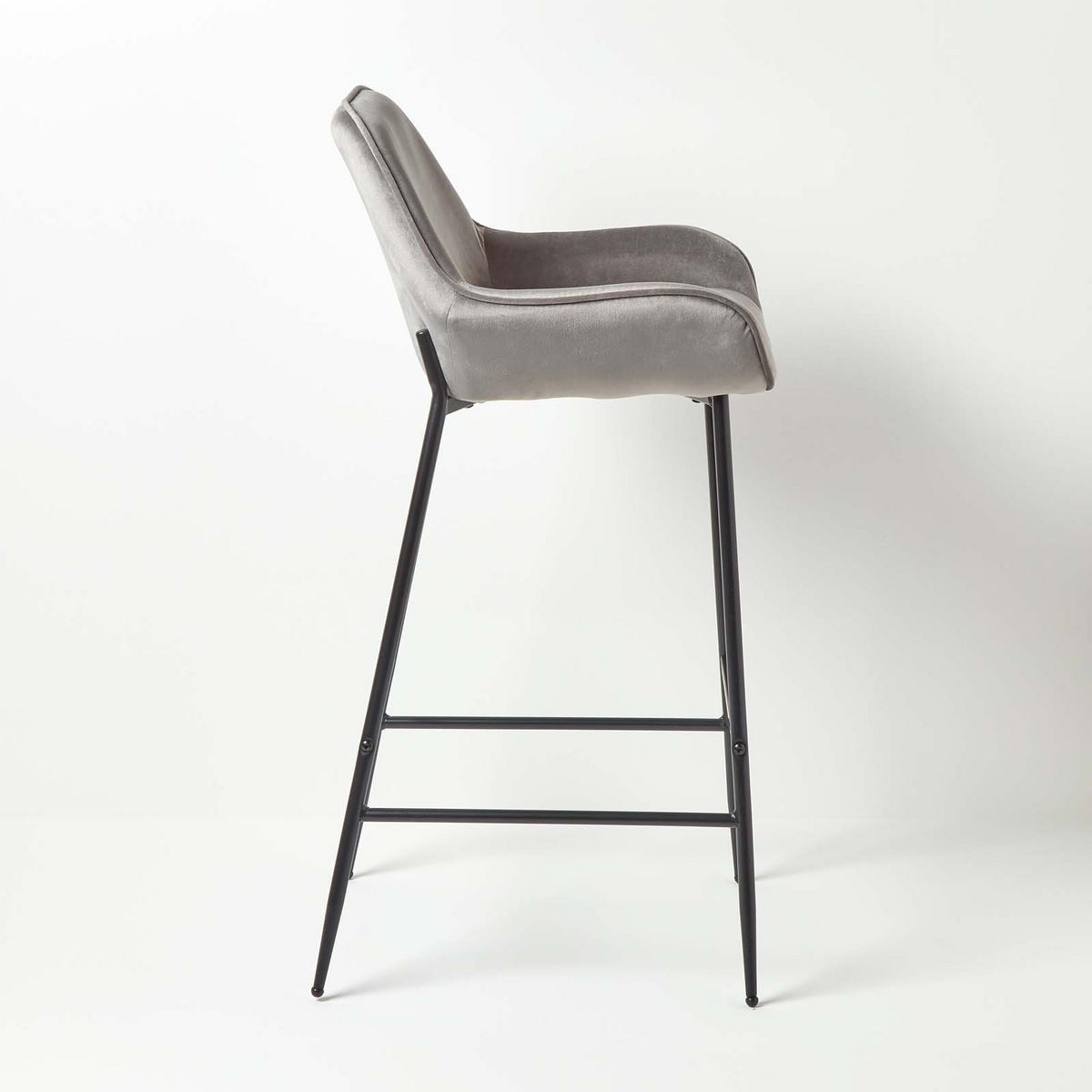 BARSTUHL Eton, Samt mit Rückenlehne - Grau, Textil (50/103/51cm) - Homescapes