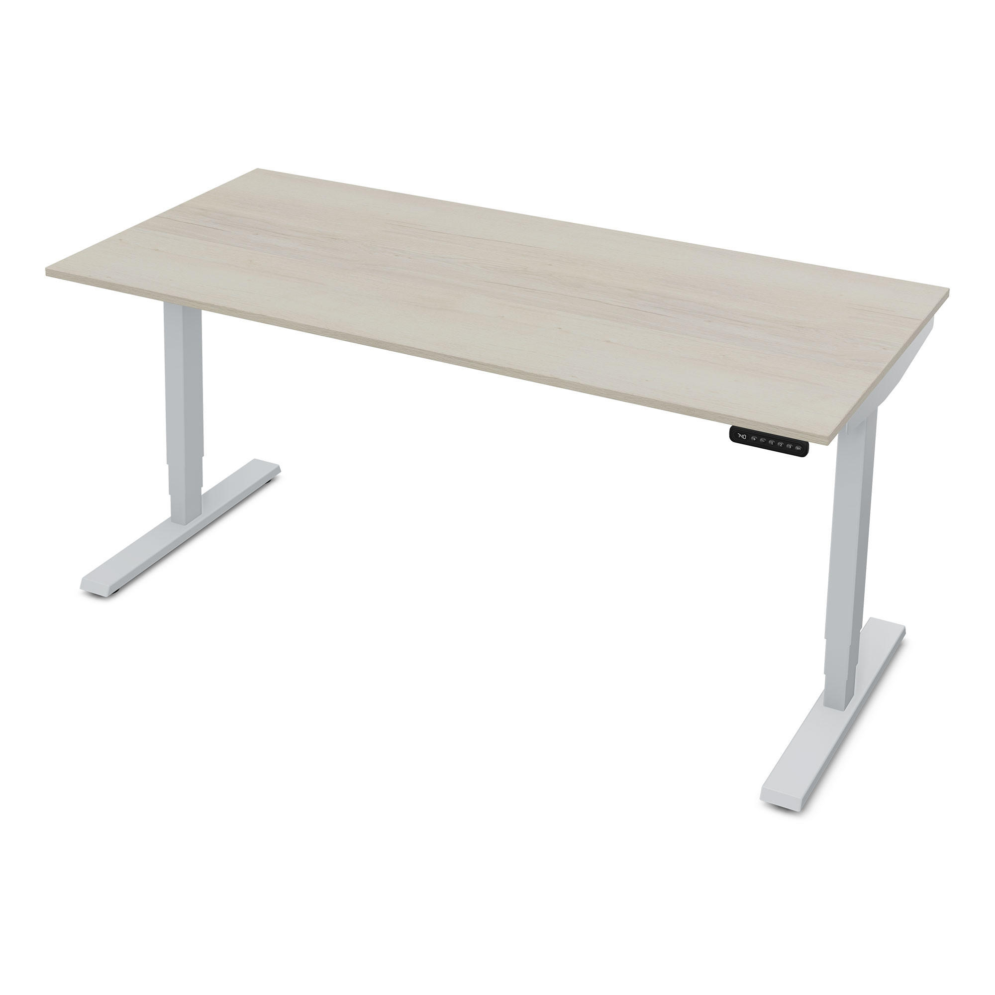 SCHREIBTISCH Elektrisch höhenverstellbarer Schreibtisch Y-Line Eiche Polar Weißaluminium 160/70/62-127cm - Eiche Bianco/Weiß Hochglanz, Holzwerkstoff/Metall (70/160/127cm) - ASSMANN