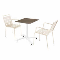 GARTENSET 3-tlg., Mokka-Farbe/elfenbeinfarbenen - Creme/Mokka, Metall - Oviala