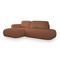 ECKSOFA NUVIRA L-S Kupferfarben Boucle-Stoff mit Schlaffunktion - Kupferfarben, Holz (274/165cm) - MASSENO