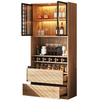 VITRINENSCHRANK aus MDF 80x40x180 cm Natur mit LED-Beleuchtung und abnehmbarem Weinglashalter - Naturfarben, Holzwerkstoff (80/180/40cm) - IVMEU