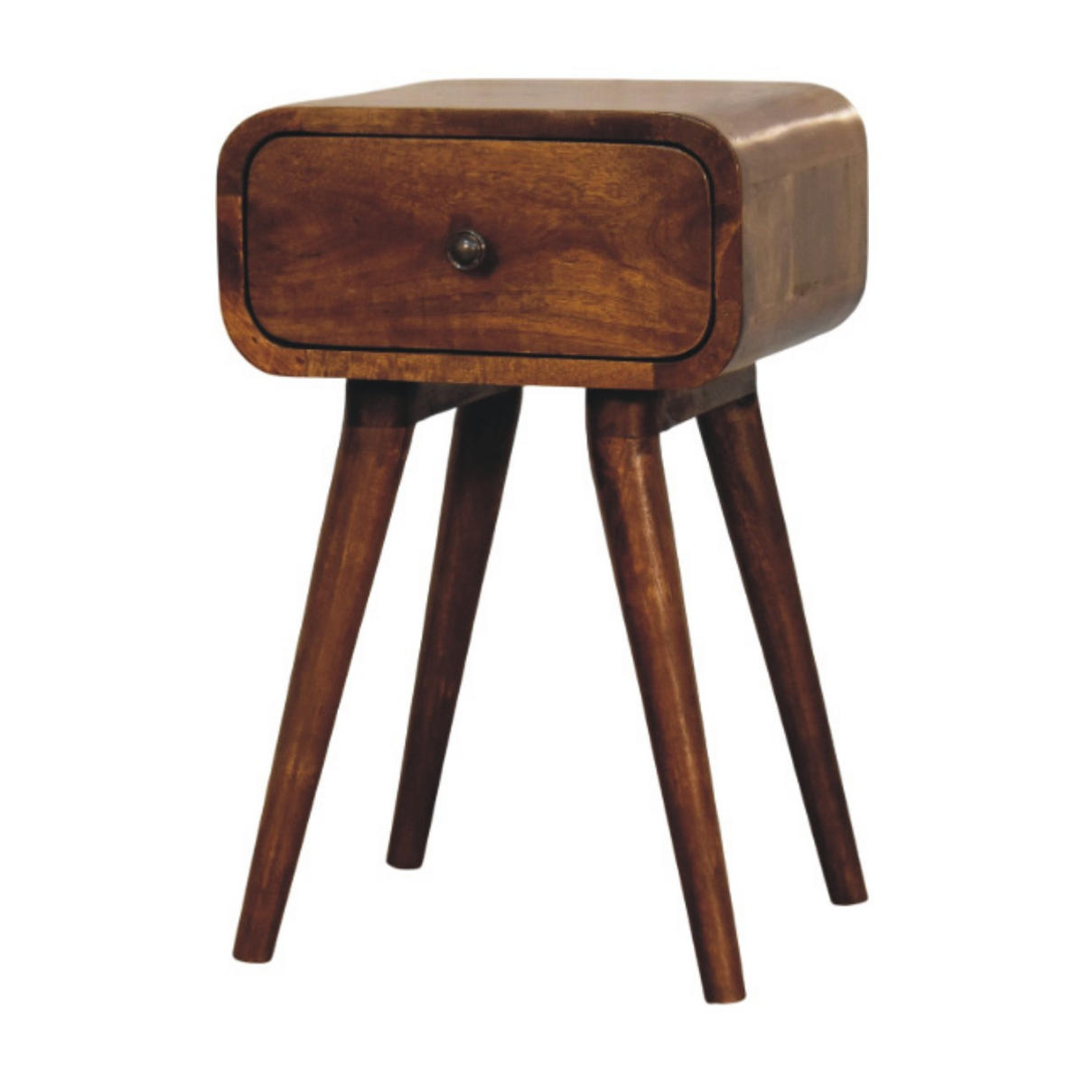 NACHTTISCH Massivholz Avora Mini Kastanienbraun, 1 Schublade - Dunkelbraun/Messingfarben, Mangoholz/Holz (30/49/30cm) - Artisan Furniture