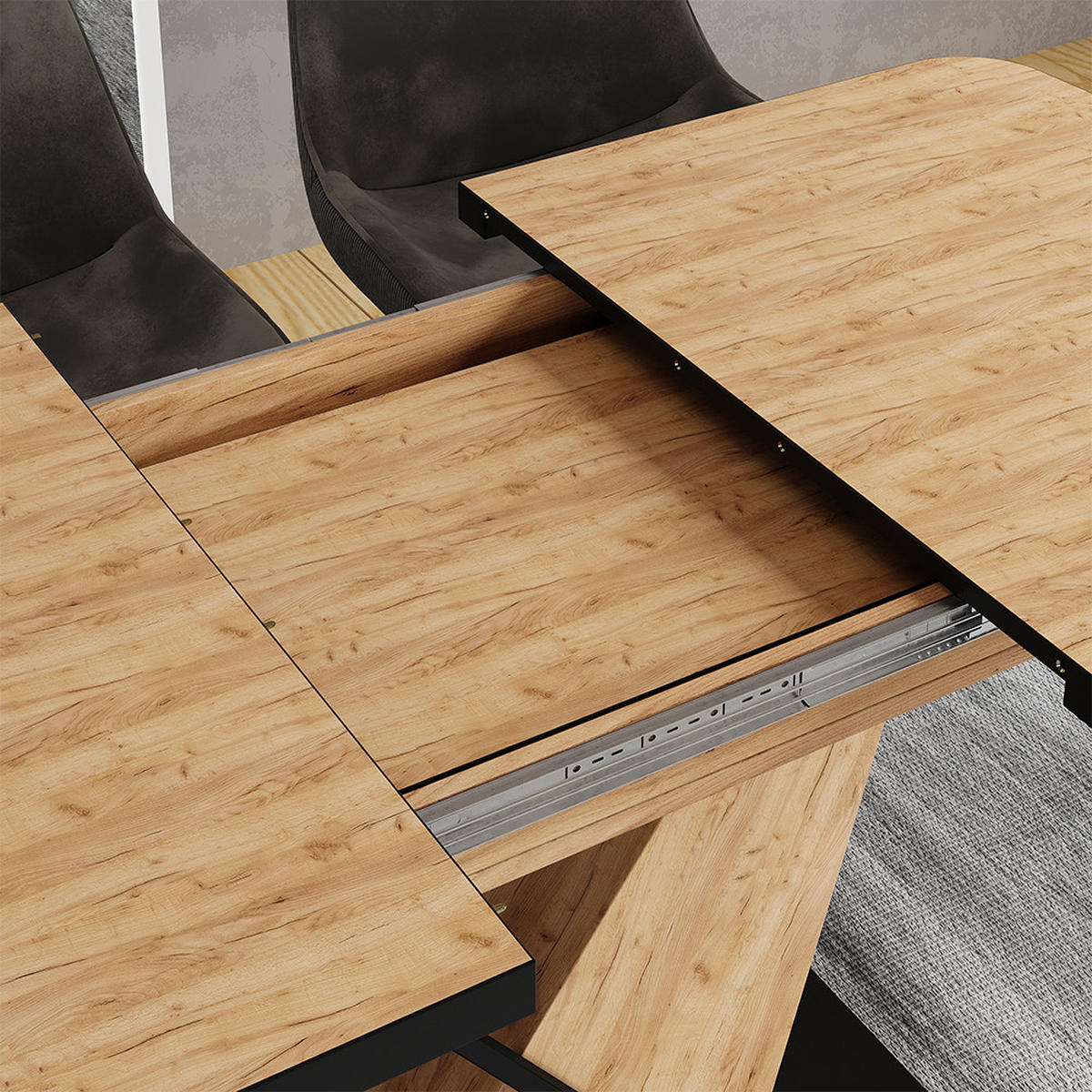 JEDÁLENSKÝ STÔL Fenaro Čierna/dubová - čierna/farba duba, kompozitné drevo (80/120/77.4cm) - Vicco