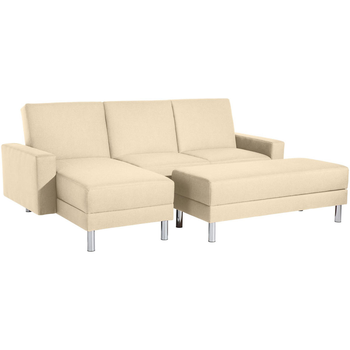 FUNKTIONSSOFA mit Hocker Katryna Flachgewebe beige - Beige, Kunststoff (144/92/230cm) - 58aufmkessel