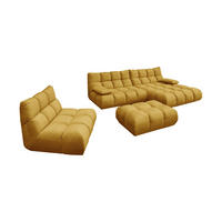 SITZGRUPPE VIVIEN 3ER SET Gelb Velvet - Currygelb/Gelb, Kunststoff/Textil (359/85/510cm) - KAWOLA