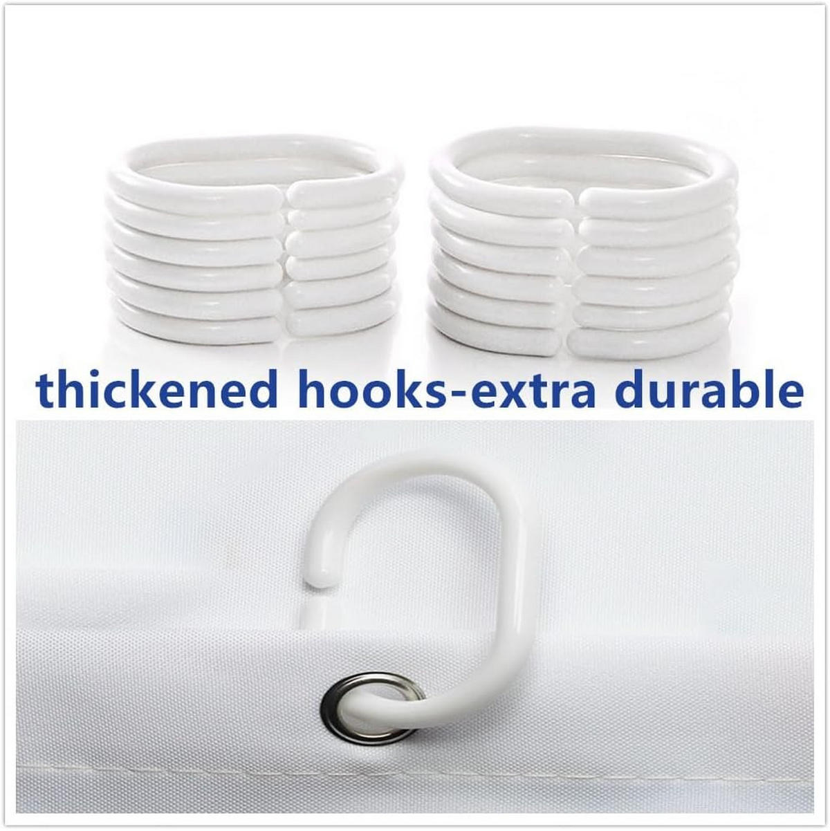 DUSCHVORHANG schimmelresistent beschwerter Saum mit Haken für Badewanne Duschkabine - Weiß, Textil (80/180cm) - MCBOSON