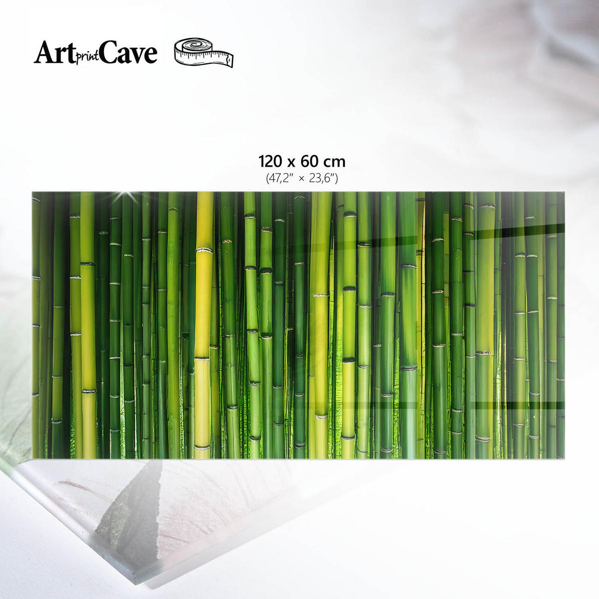 TISCHPLATTE 120x60 cm – Grüner Bambus - Türkis, Glas (120/60/0.4cm) - Wallfluent