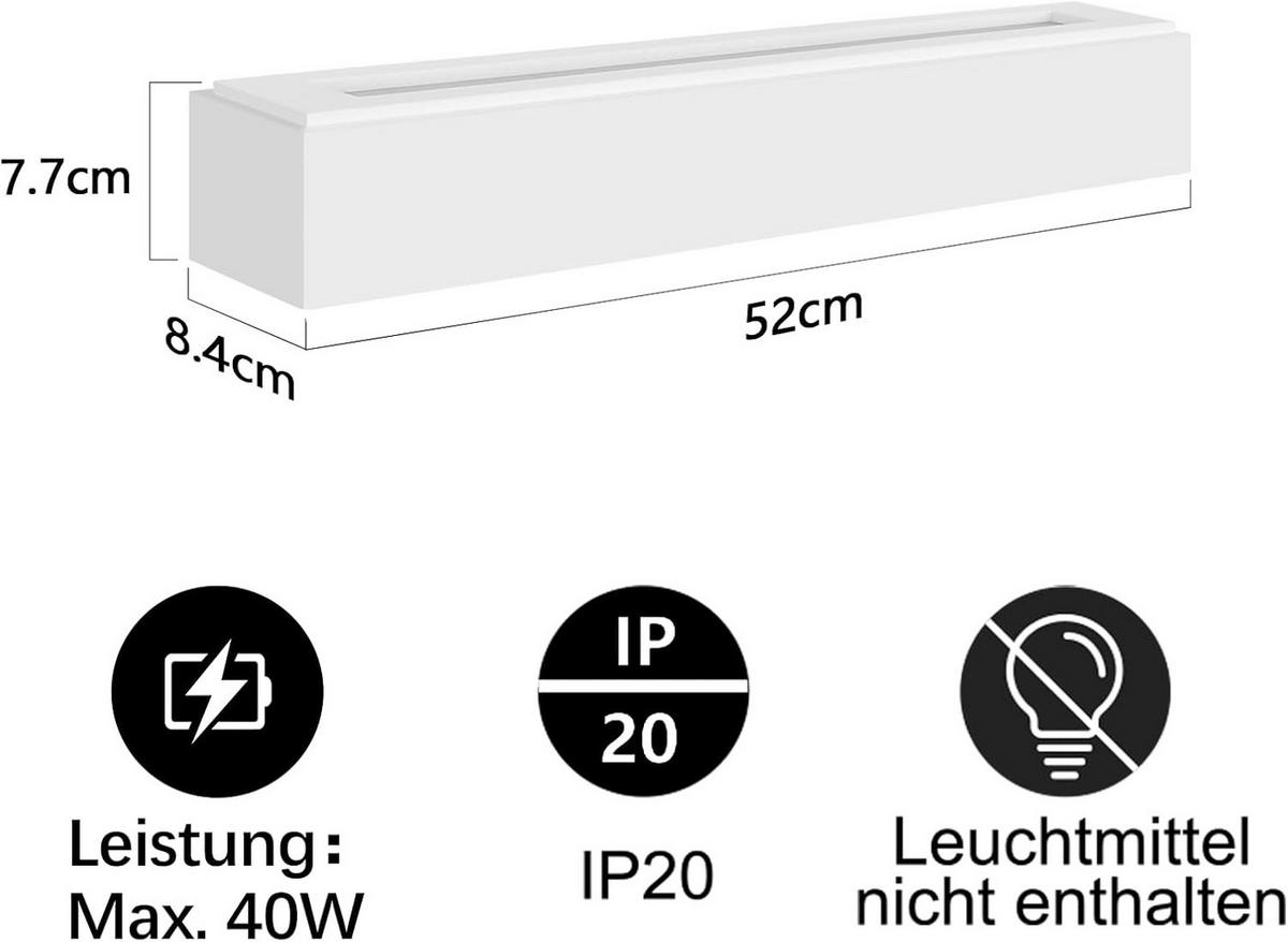 LED - WANDLEUCHTE Tiefthar 7.7/8.4/52.0 cm - Weiß, Metall (7.7/8.4/52cm) - ZMH
