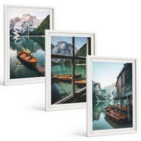 BILDER SET 3er Set - 40x60 cm Weißer Rahmen - Bootshaus am Bergsee - Weiß, Kunststoff (40/60cm) - TULUP