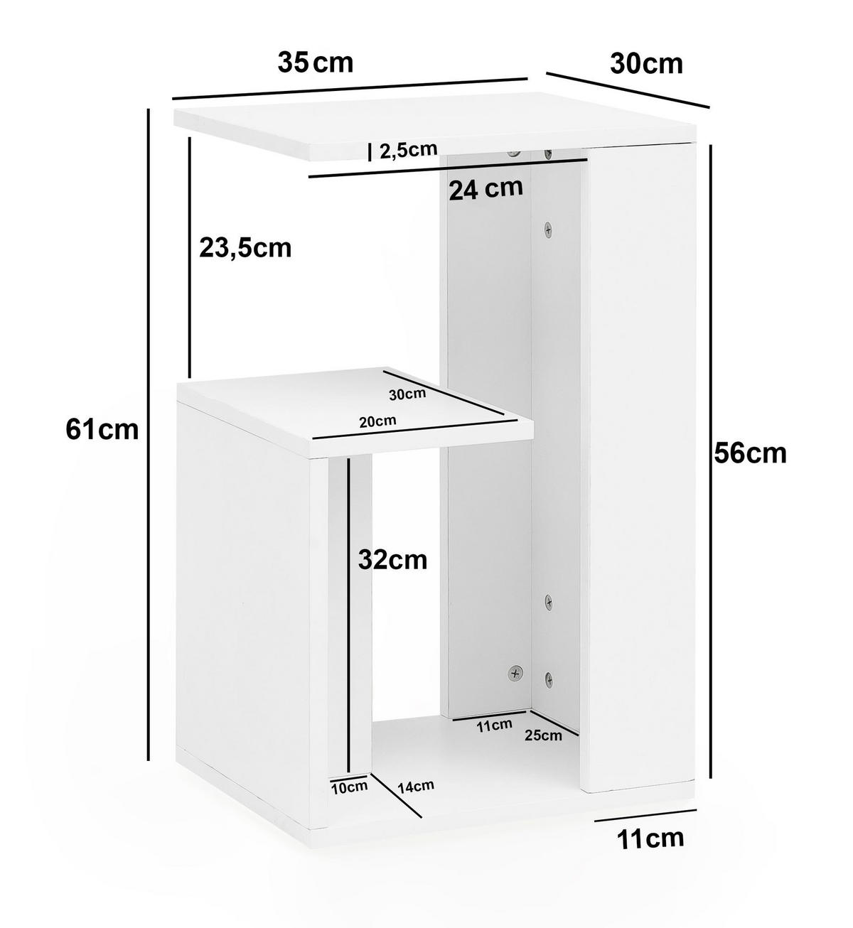 BEISTELLTISCH eckig AYVAZ Weiß - Weiß, Holzwerkstoff (35/30/61cm) - tinkaro