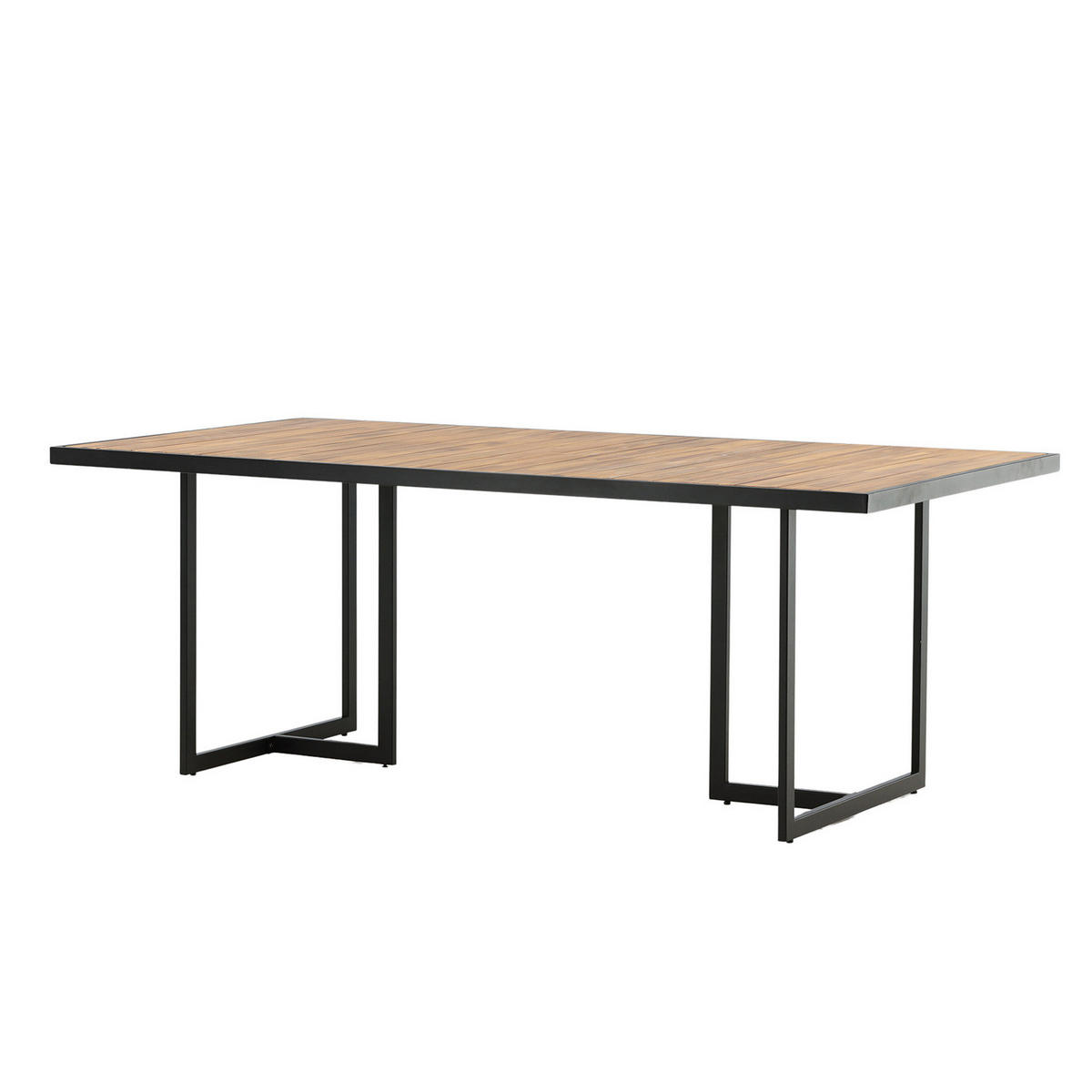 GARTENTISCH - Beige - Holz teilmassiv - 100 x 75 x 200 cm - Beige/Schwarz, Holz (200/100/75cm) - home24