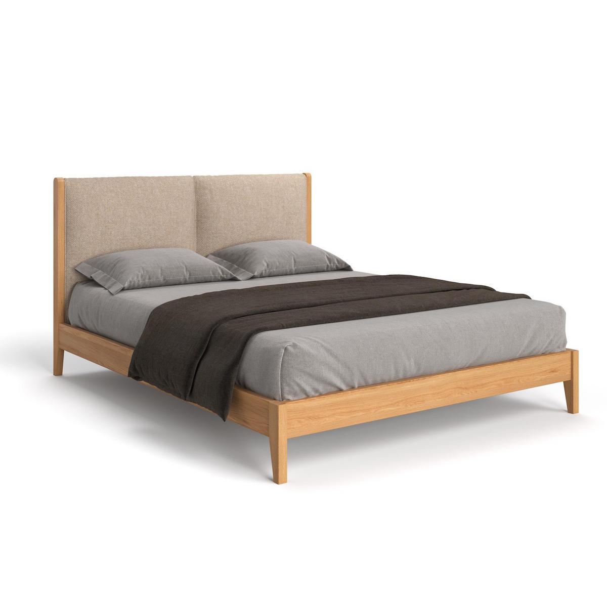 MASSIVHOLZBETT Vena aus Eiche 200x220 cm, Storm 06 - Eichefarben/Beige, Holz (200/220cm) - Danzz