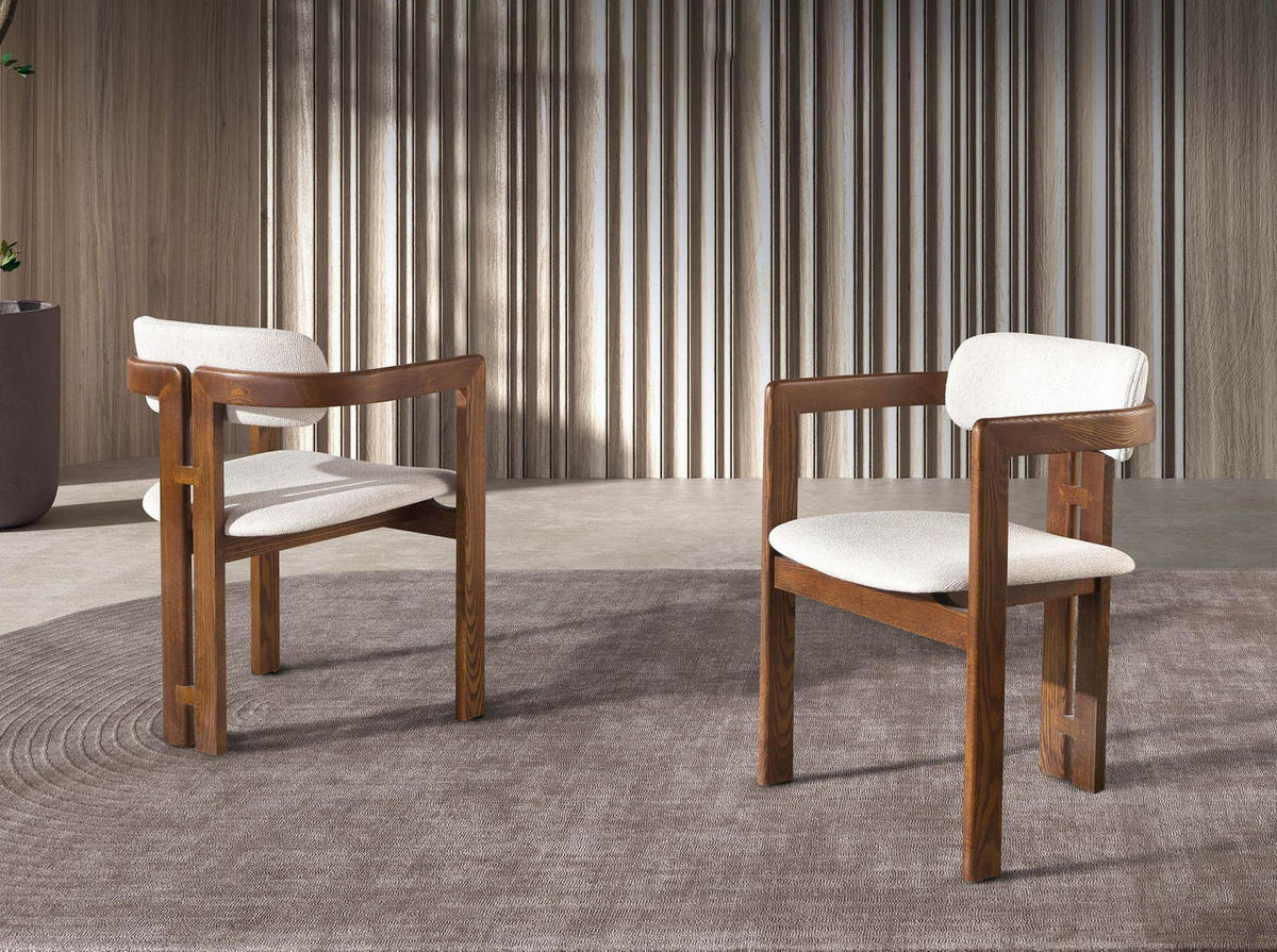 STUHL Stuhl aus cremefarbenem Stoff 57/51/75 cm - Ecru/Beige, Holz/Holzwerkstoff (57/75/51cm) - ANGEL CERDA