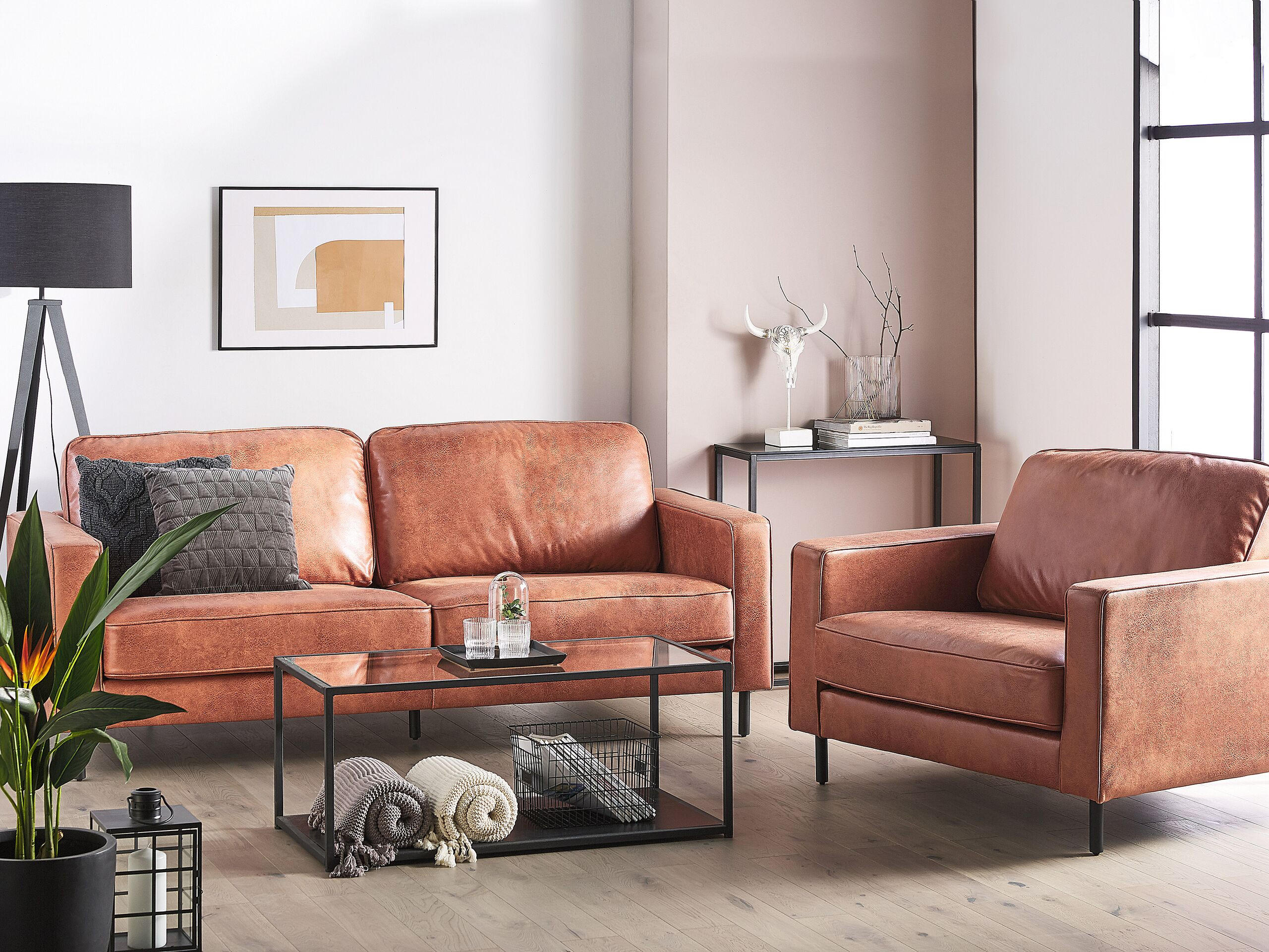 Thumbnail - Beliani 4-Sitzer, Braun, Textil, 204x87x91 cm, Wohnzimmer, Sofas & Couches, Sitzgarnituren