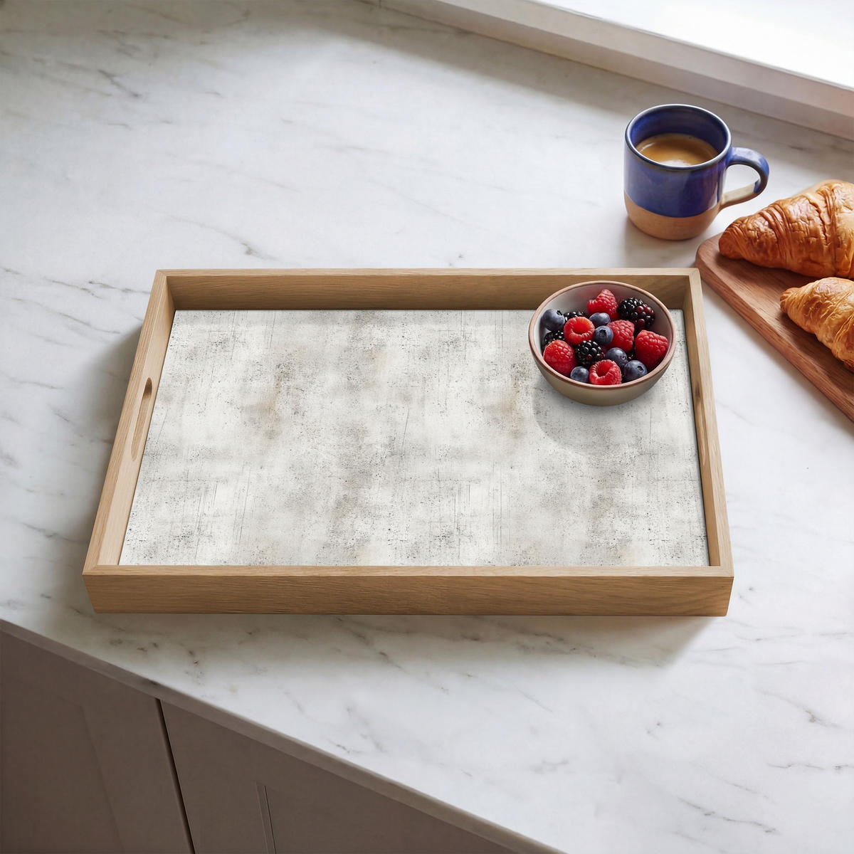 SERVÍROVACÍ PODNOS Šedá - Beton - Zvětralá 50x35 cm - světle šedá, dřevo (50/5/5cm) - OnlyWow