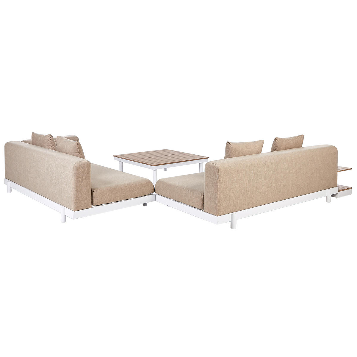 LOUNGE SET 5-Sitzer Aluminium weiß Auflagen beige Missanello - Beige/Weiß, Textil - Beliani