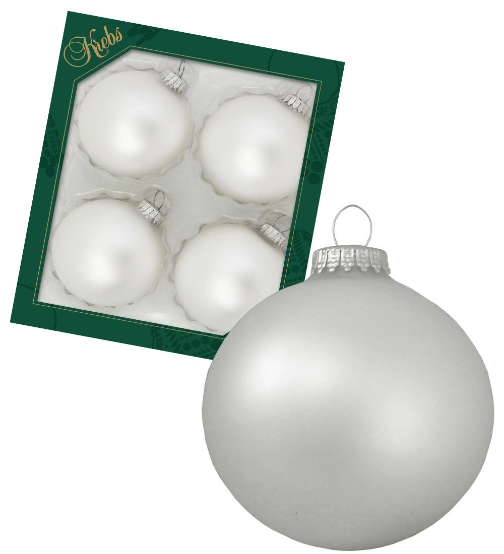 CHRISTBAUMKUGELN Uni-Design Honoria Silberfarbig 8cm (Glas / 4 Stk.) - Silberfarben, Glas (8/8/8cm) - Krebs Glas Lauscha