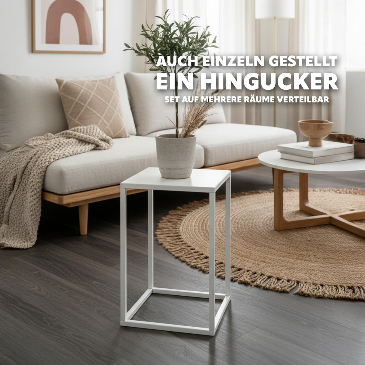 BLUMENHOCKER 4er-Set, weiß, Metall - Weiß, Metall (30/30/45cm) - bremermann