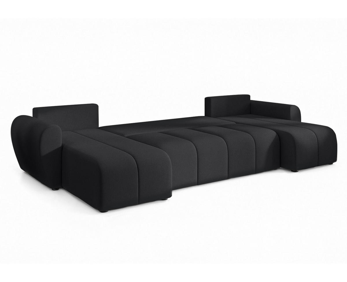 WOHNLANDSCHAFT Malatya U Form Schwarz 311/145/80 cm mit Schlaffunktion - Schwarz, Kunststoff/Textil (311/80/145cm) - AX Living