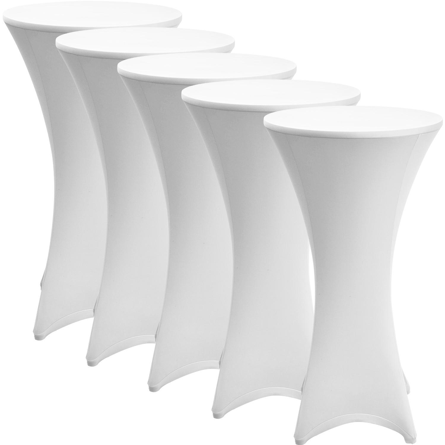 STEHTISCHHUSSE Stella Ø 70cm Weiß (5tlg) - Weiß, Textil (70/110cm) - Beautissu 