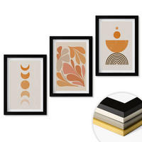 WANDBILDER 3er-Set - 20x30 cm Schwarzer Rahmen - Abstrakte orange Formen - Schwarz, Kunststoff (20/30cm) - ArtPrintCave