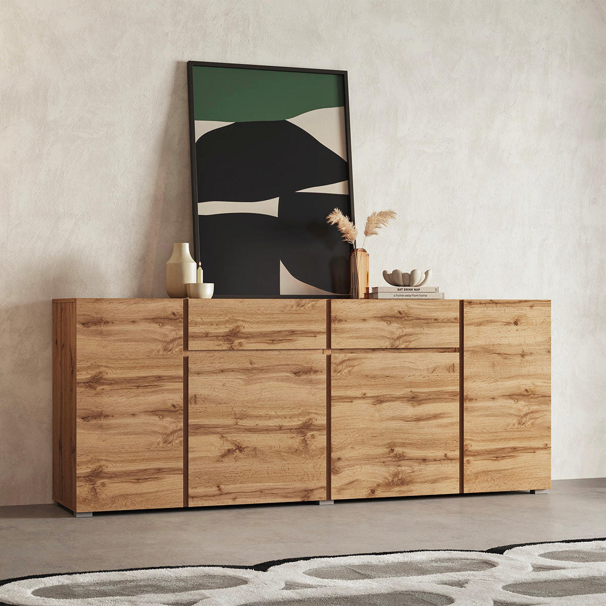 ŠIROKÁ KOMODA Maxis Drevo - hnedá, kompozitné drevo (195/78/40cm) - Petits-meubles