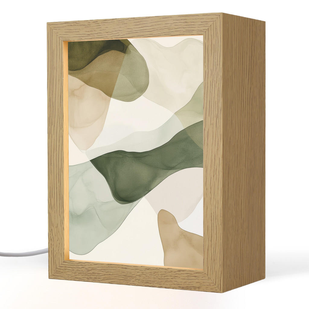 OnlyWow STOLNÍ LAMPA Japandi - Abstraktní - Zelená 15x20 cm