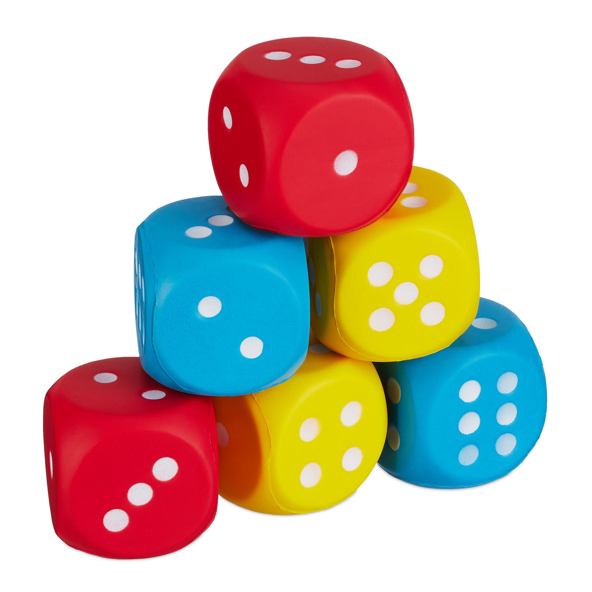 6xSCHAUMSTOFFWÜRFEL - Multicolor, Kunststoff (7.5/7.5cm) - Relaxdays