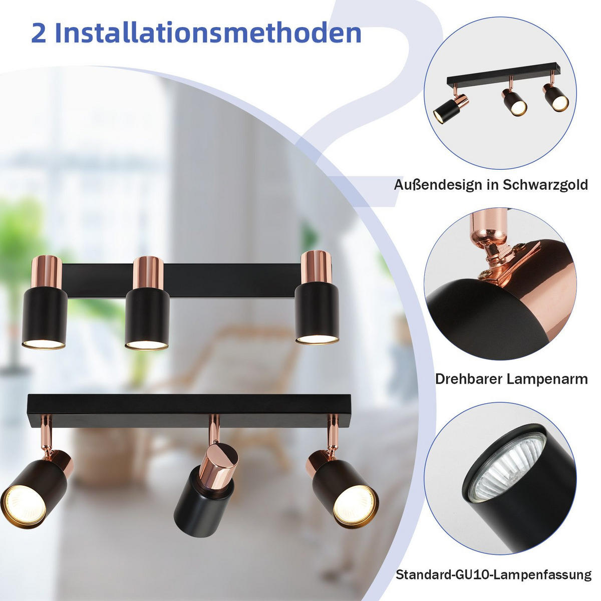 STRAHLER Altena 3-flammig 38/14/12 cm - Schwarz, Metall (38/14/12cm) - Nettlife