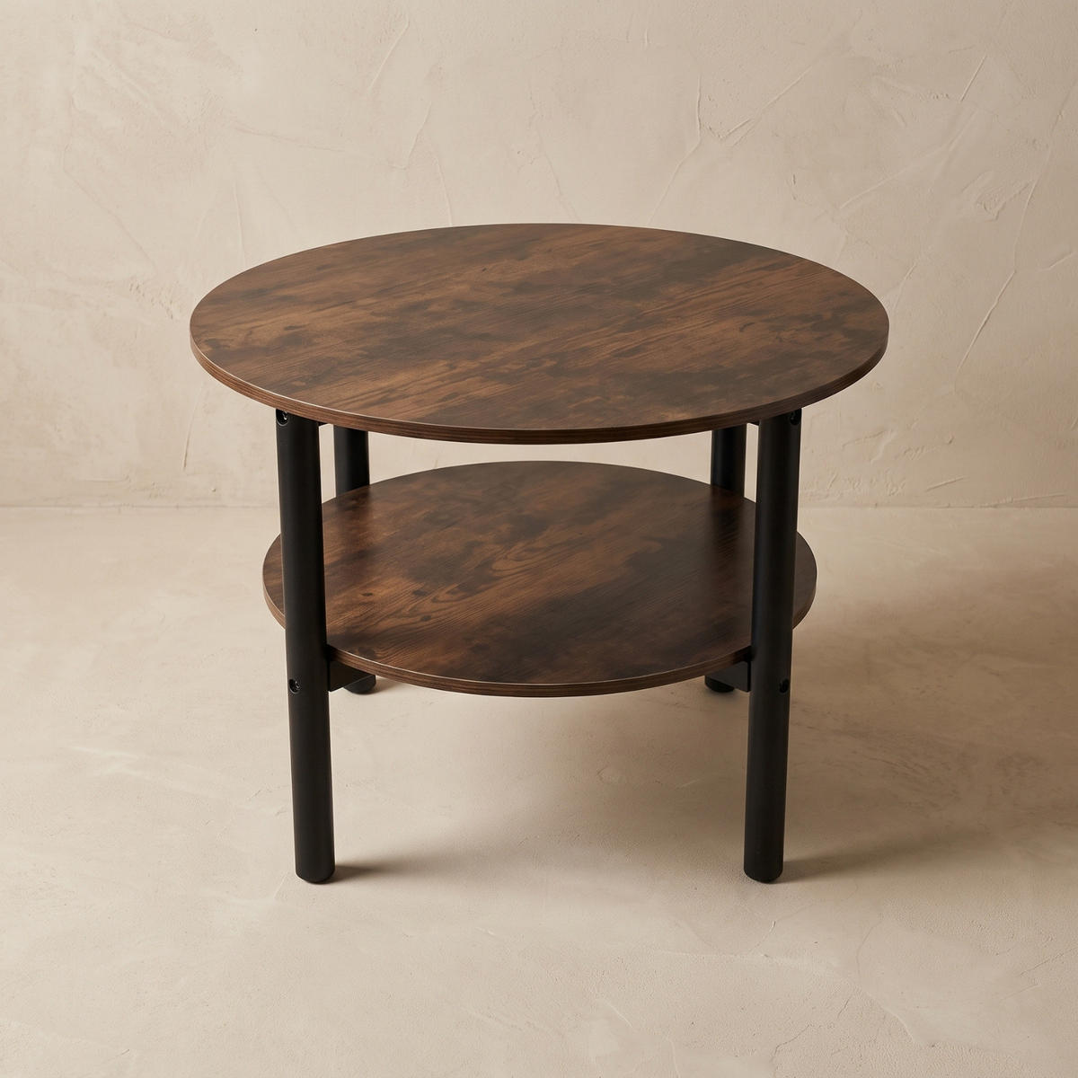 COUCHTISCH zweistöckig rund Braun 60/60/45 cm - Braun, Holzwerkstoff (60/60/45cm) - SCENA LIVING
