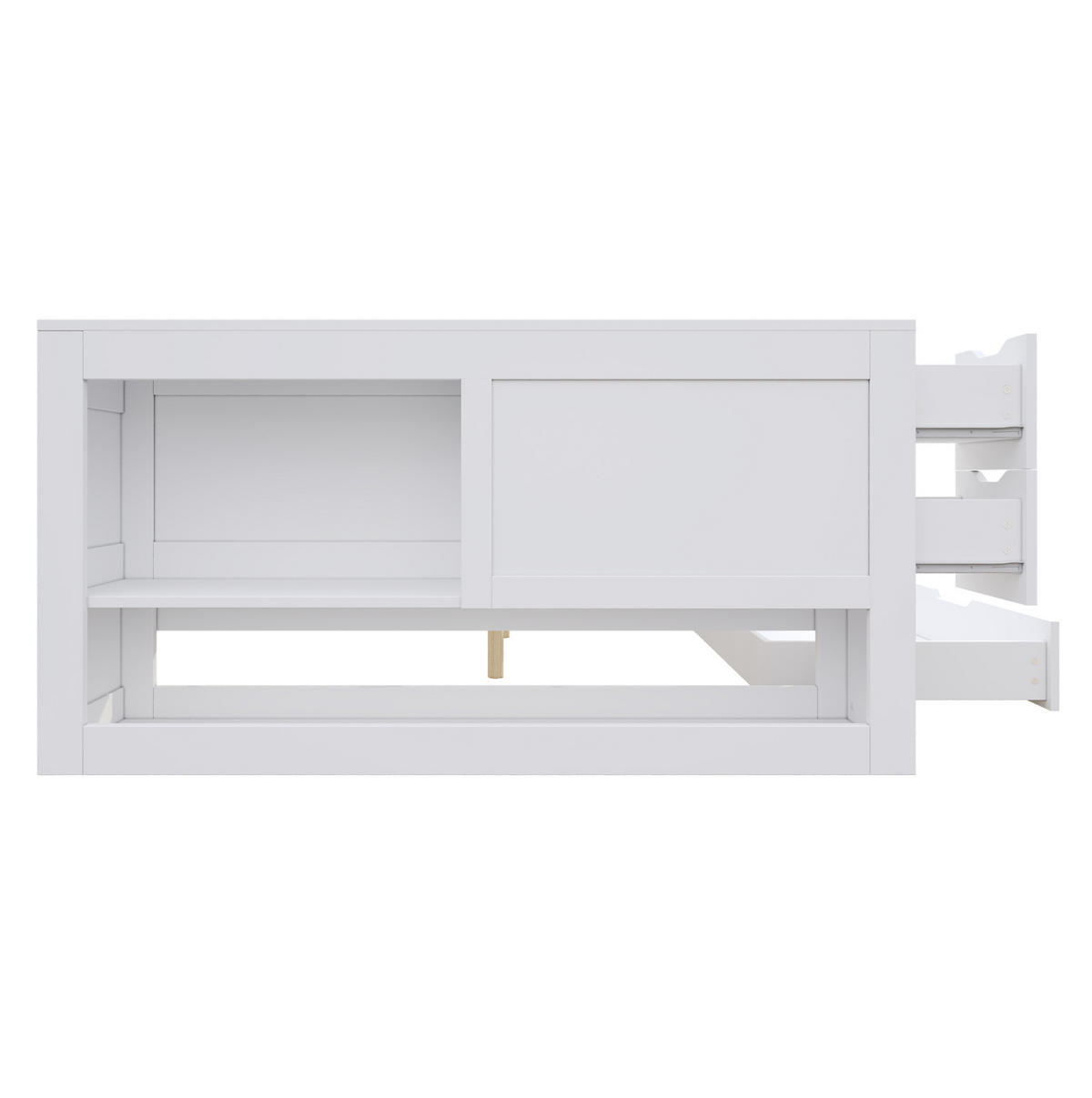 KINDERBETT 140/200 cm aus MDF mit Schublade, Schränken, Nachttisch und Lattenrost, Weiß - Weiß, Holzwerkstoff (140/200cm) - Redom
