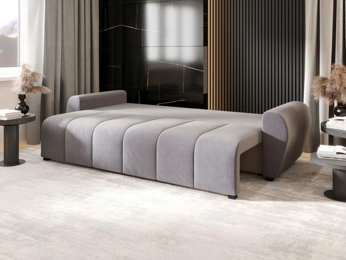SOFA MOLISA mit Schlaffunktion ITAKA 50 mit Stauraum - Hellgrau, Textil (86/82/246cm) - Bedante
