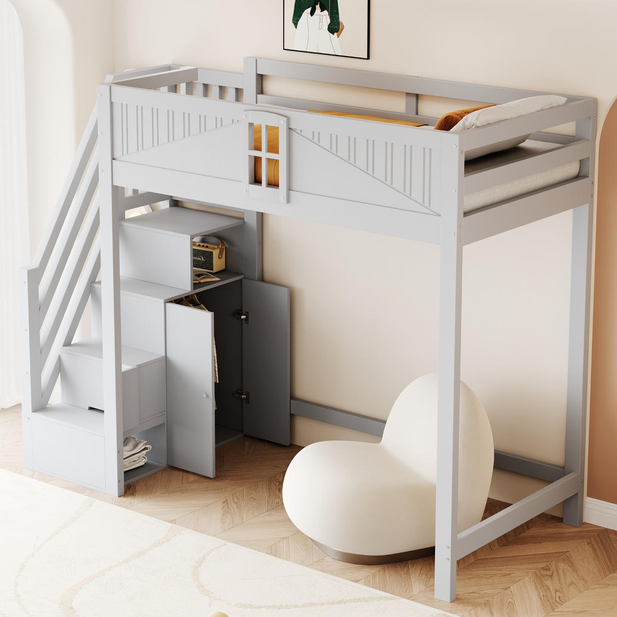 HOCHBETT 90/200 cm grau aus Massivholz mit Sicherheitsumrandung - Grau, Holzwerkstoff (90/200cm) - OKWISH