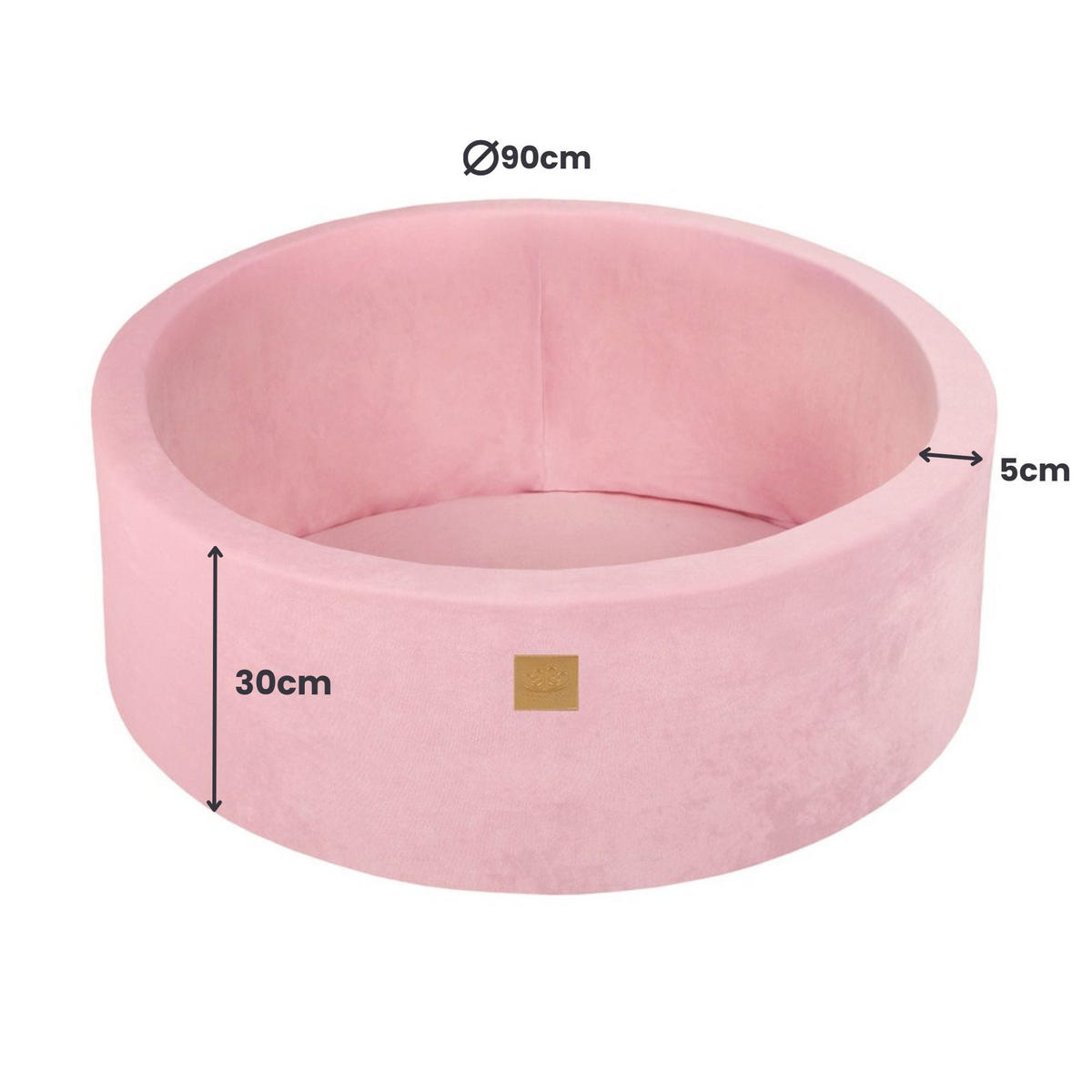 BÄLLEBAD für Kinder, Samt, Puderrosa - Hellrosa/Weiß, Textil (90/90/30cm) - MeowBaby