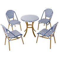 GARTENMÖBEL-SET 4-Sitzer Naturfarben Rifreddo - Blau/Beige, Kunststoff - Beliani
