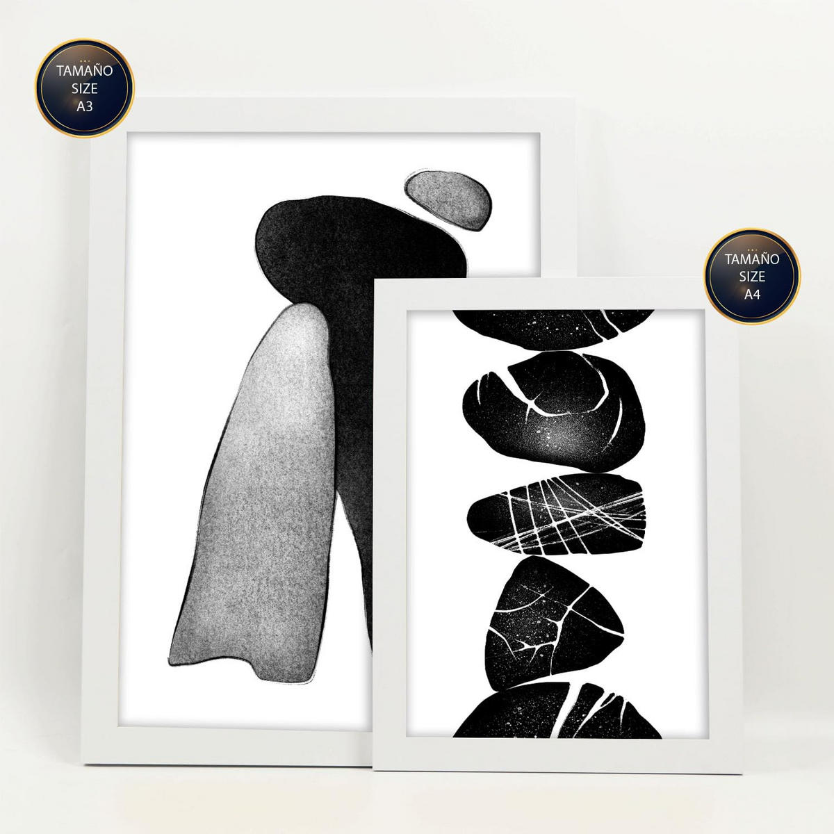 POSTER Set Mit 6 Palladian Rocks Abstrakte Liebhaber Größe A3 & A4 Weißer Rahmen - Weiß, Papier (29.7/1cm) - Nacnic