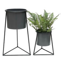 BLUMENSTÄNDER 2er Set Metall Schwarz/Dunkelgrau 25-45 cm - Schwarz, Metall (21/45/21cm) - DanDiBo