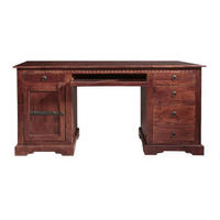 SCHREIBTISCH Akazie 158x54x76 nougat lackiert OXFORD #522 - Dunkelbraun, Holz (54/158/76cm) - Massivmoebel24