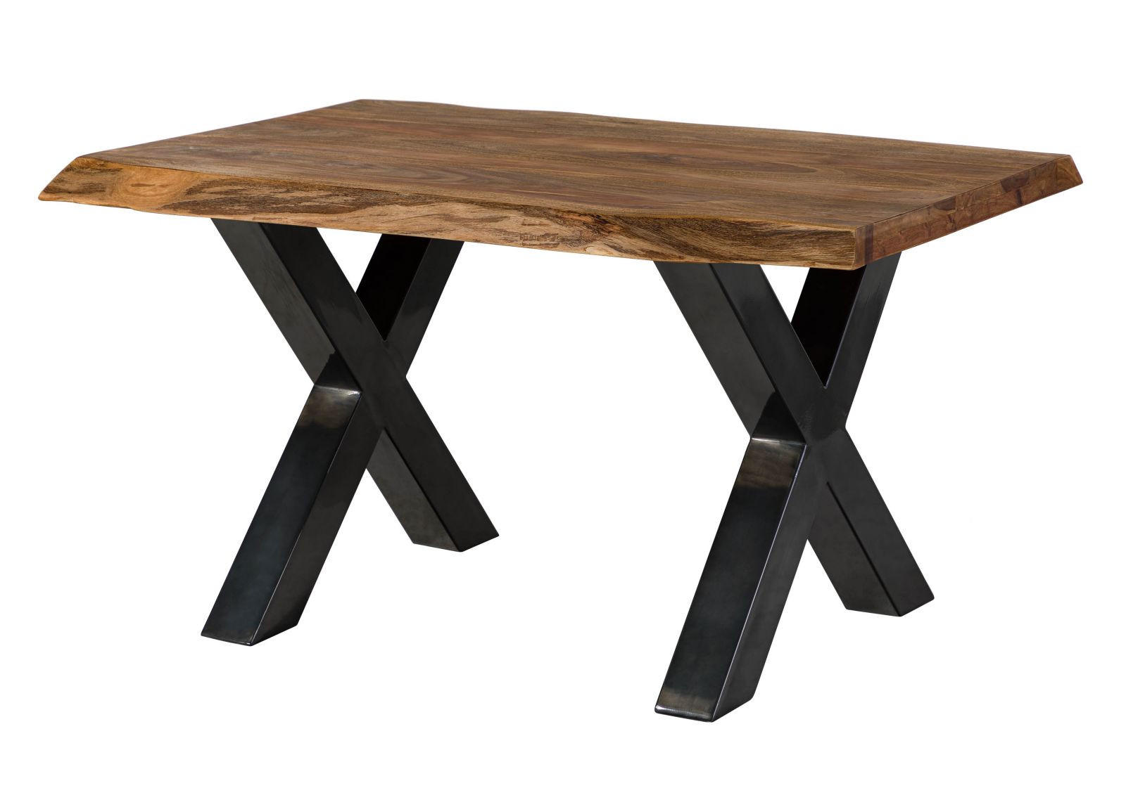 BAUMTISCH Sheesham 160x90x77 natur gebeizt / X-Beine anthrazit glänzend FREEFORM 5 - Braun, Holz (90/160/77cm) - Massivmoebel24