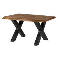 BAUMTISCH Sheesham 160x90x77 natur gebeizt / X-Beine anthrazit glänzend FREEFORM 5 - Braun, Holz (90/160/77cm) - Massivmoebel24