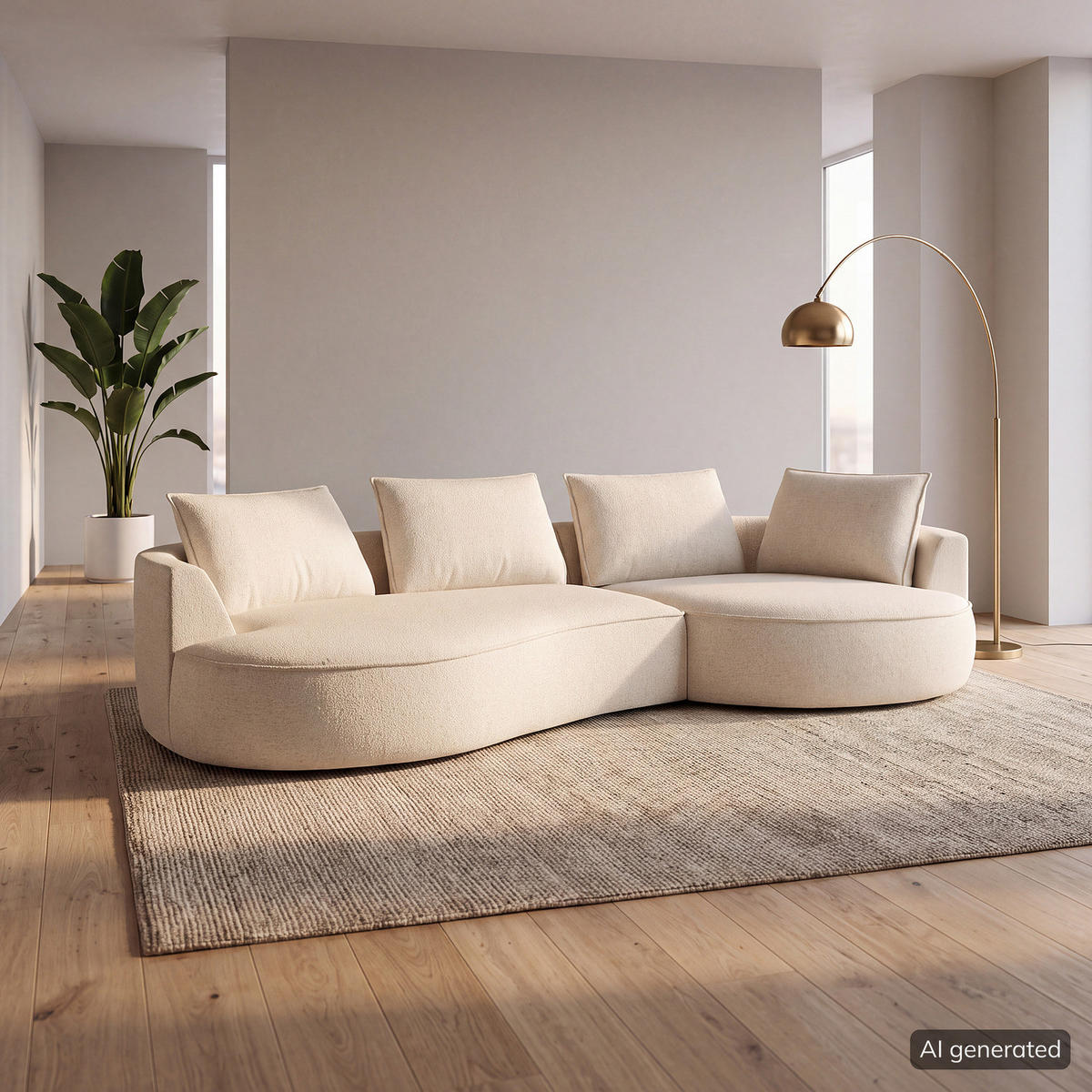 BIGSOFA - Champagner/Schwarz, Kunststoff/Textil (322/82/154cm) - home24