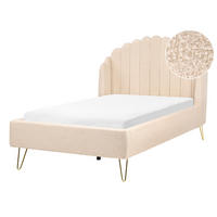 BETT mit Lattenrost 120/200 cm Beige Ambillou - Beige/Goldfarben, Textil (120/200cm) - Beliani