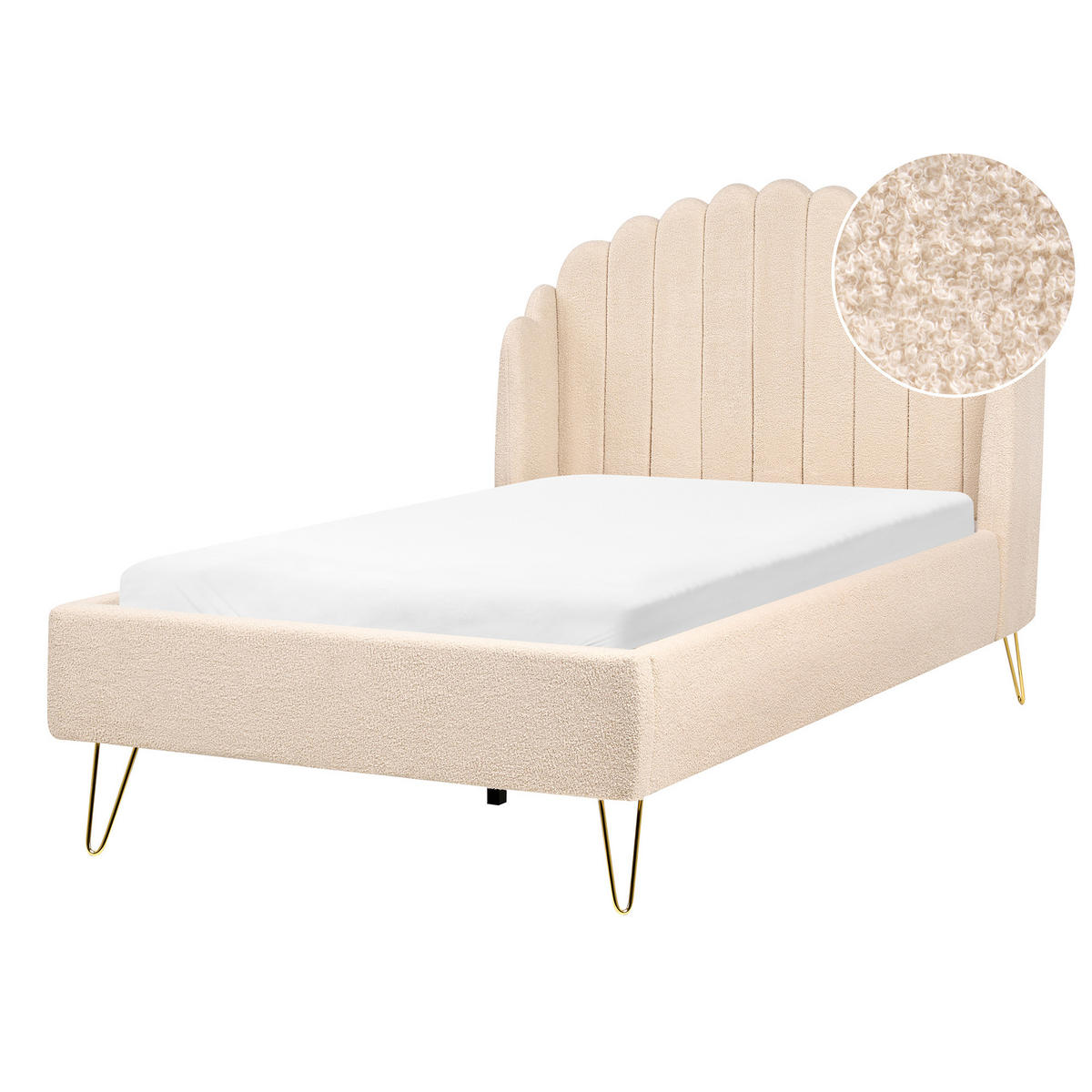 BETT mit Lattenrost 120/200 cm Beige Ambillou - Beige/Goldfarben, Textil (120/200cm) - Beliani