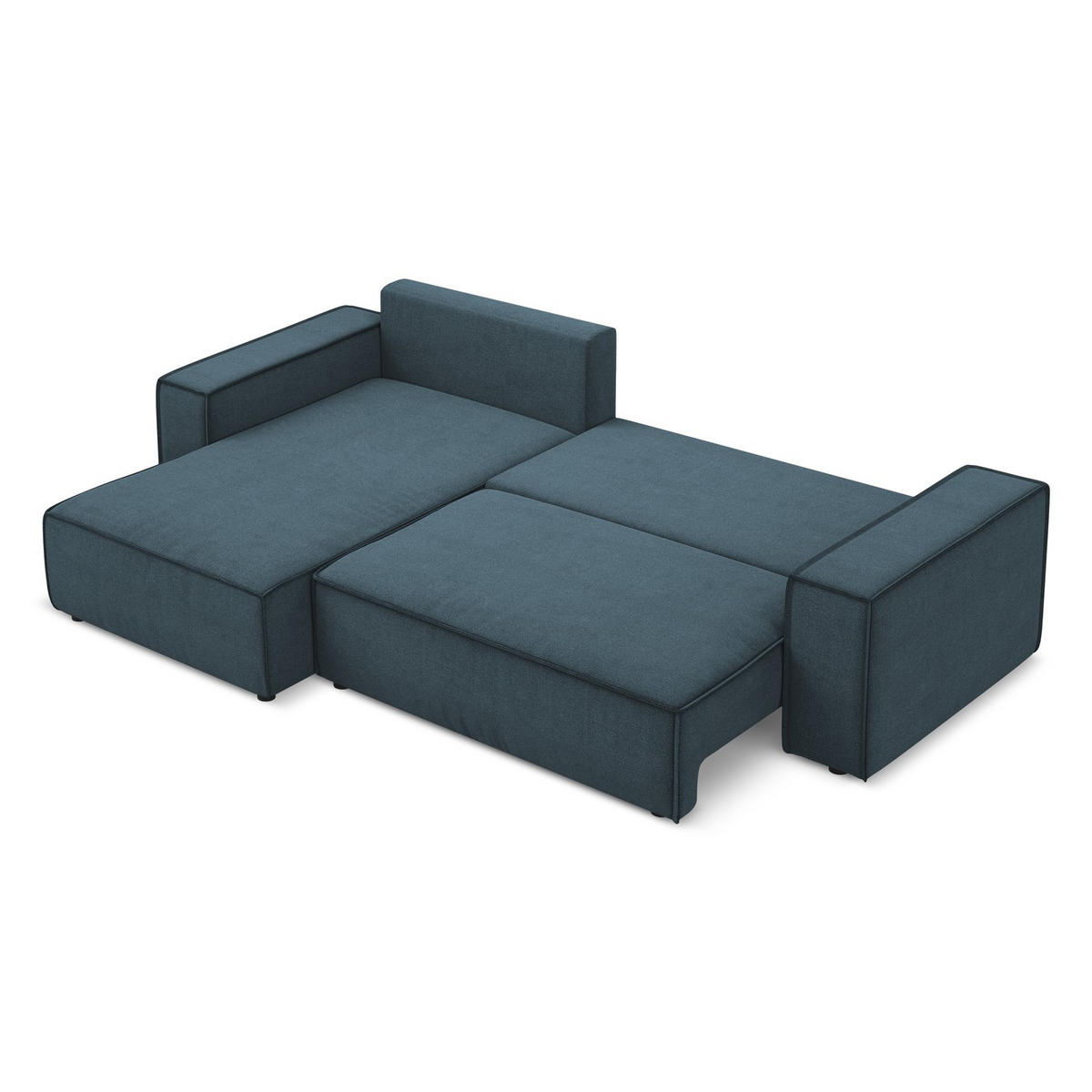 ECKSOFA mit Schlaffunktion Strukturstoff Stoff Blau - Blau/Blaugrau, Kunststoff/Textil (185/290cm) - LaMiaSofa