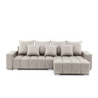 ECKSOFA Piano L Rechts mit Schlaffunktion 137x234 Velours Beige - Beige/Silberfarben, Holz/Textil (178/278cm) - Muffo