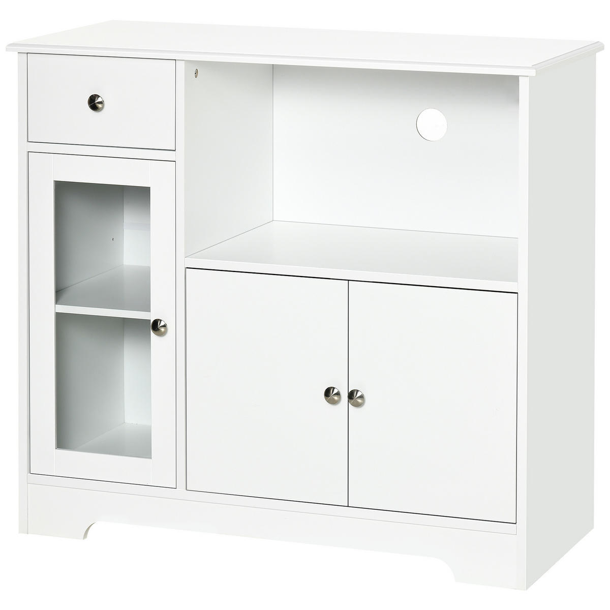 MIKROWELLENUNTERSCHRANK DE-11010 2 Glastüren Weiß - Weiß, Holzwerkstoff (40/82/90cm) - ComfortXL