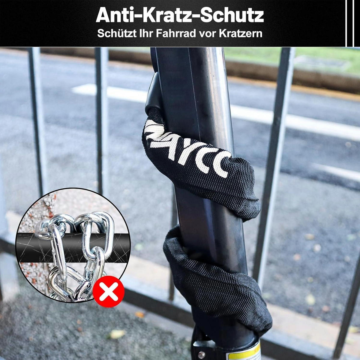 E-SCOOTER Schloss Kettenschloss 94 cm Schwarz - Schwarz, Metall (12/7/94cm)